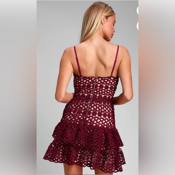 Lulus‎ Beauty and Lace Plum Purple Crochet Lace Mini Dress Cocktail Formal - Picture 3 of 12